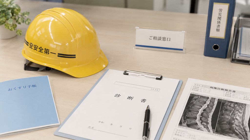 労災に関する書類を整理するイメージ